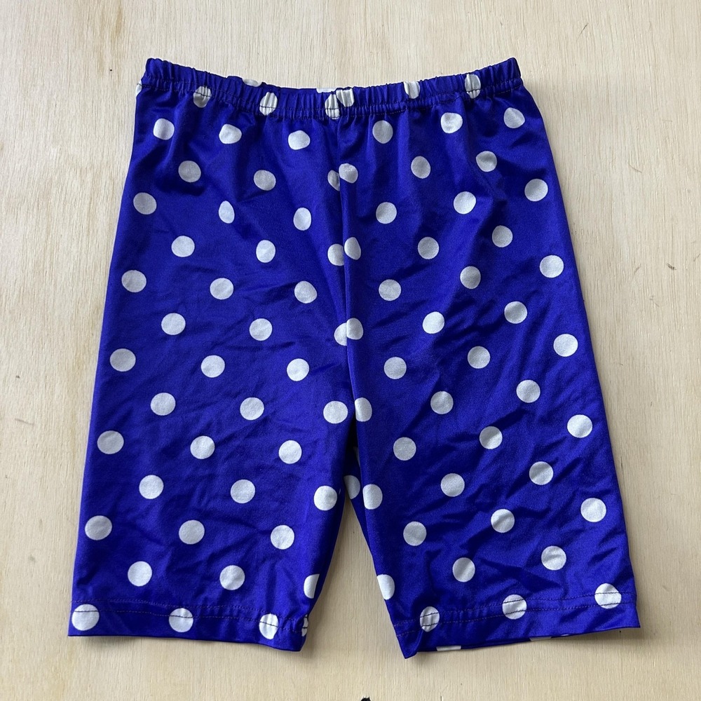 Lycra Shorts Womens Medium Blue Polka Dot Biker Stretch Pull On USA Activewear